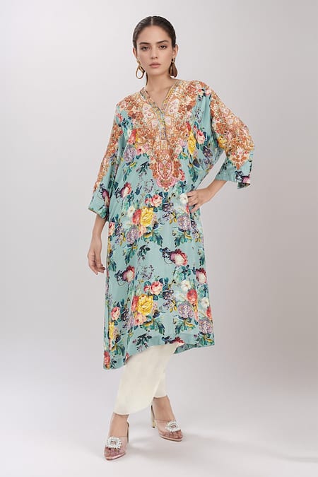 Debyani + Co Floral Print Kaftan Kurta With Salwar 