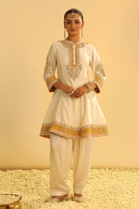Shop Sheetal Batra Ivory , Organza, Bamboo Gota Patti, Embroidery, Amani Kurta Salwar Set Online at Aza Fashions Shop_Sheetal Batra_Ivory , Organza, Bamboo Gota Patti, Embroidery, Amani Kurta Salwar Set _Online_at_Aza_Fashions
