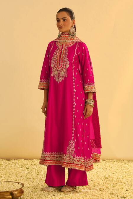 Buy Sheetal Batra Pink , Chanderi, Organza Gota Patti, Mayra Long Kurta Palazzo Set Online at Aza Fashions Buy_Sheetal Batra_Pink , Chanderi, Organza Gota Patti, Mayra Long Kurta Palazzo Set _Online_at_Aza_Fashions