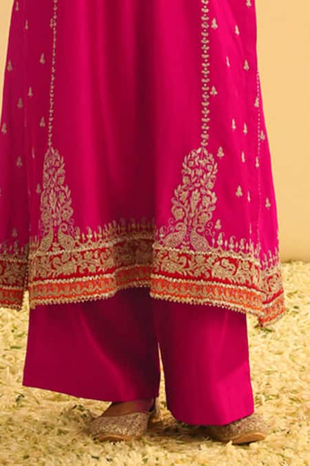 Buy Sheetal Batra Pink , Chanderi, Organza Gota Patti, Mayra Long Kurta Palazzo Set Buy_Sheetal Batra_Pink , Chanderi, Organza Gota Patti, Mayra Long Kurta Palazzo Set