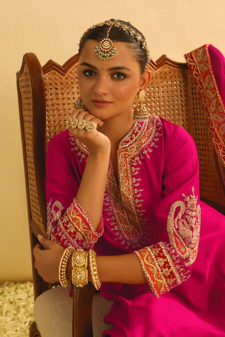 Buy Sheetal Batra Pink , Chanderi, Bamboo, Organza Gota Patti, Rayna Kurta Salwar Set Buy_Sheetal Batra_Pink , Chanderi, Bamboo, Organza Gota Patti, Rayna Kurta Salwar Set