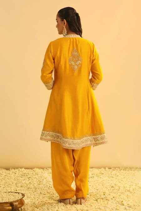 Shop Sheetal Batra Yellow , Chanderi, Organza, Bamboo Gota Patti, Amani Kurta Salwar Set at Aza Fashions Shop_Sheetal Batra_Yellow , Chanderi, Organza, Bamboo Gota Patti, Amani Kurta Salwar Set _at_Aza_Fashions