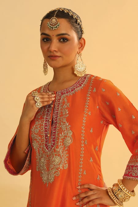 Sheetal Batra Orange Silk Organza, Silk, Chanderi Gota Patti, Mayra Kurta Palazzo Set at Aza Fashions Sheetal Batra_Orange Silk Organza, Silk, Chanderi Gota Patti, Mayra Kurta Palazzo Set _at_Aza_Fashions