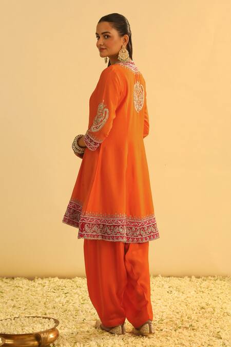 Sheetal Batra Orange , Chanderi, Bamboo, Organza Gota Rayna A-line Kurta Salwar Set at Aza Fashions Sheetal Batra_Orange , Chanderi, Bamboo, Organza Gota Rayna A-line Kurta Salwar Set _at_Aza_Fashions