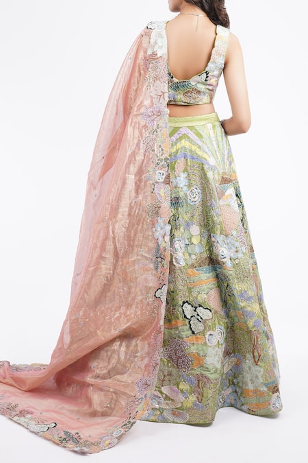 Aisha Rao Floral Applique Lehenga Set 
