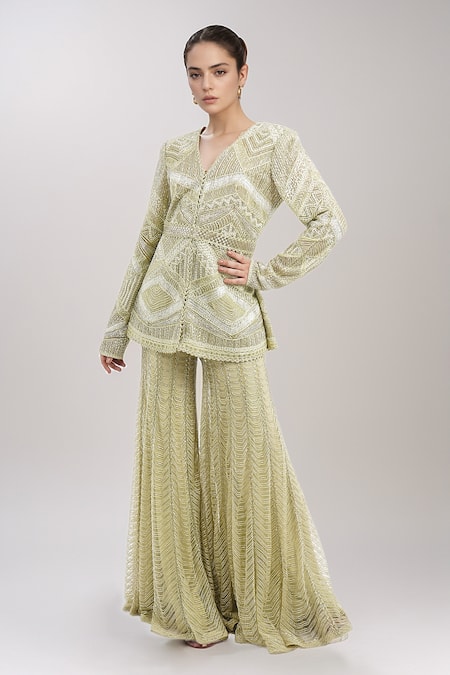 Ritika Mirchandani Abstract Embroidered Tunic Sharara Set 