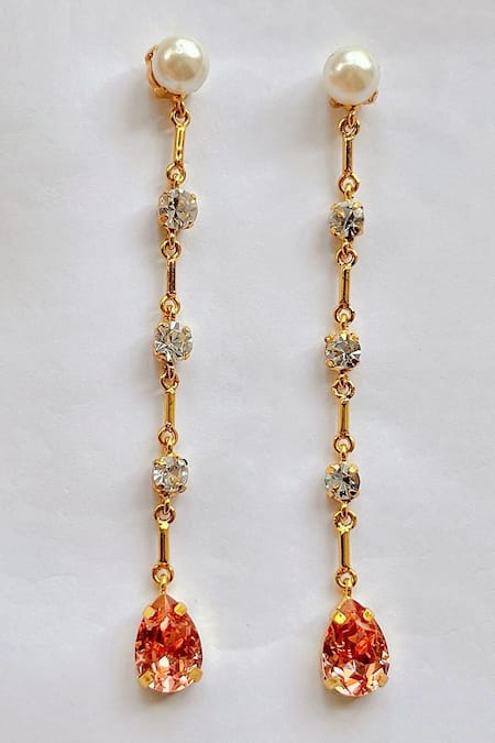 Prestones Swarovski & Pearl Embellished Danglers 