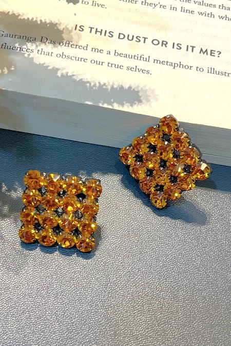 Prestones Swarovski Stone Embellished Studs 