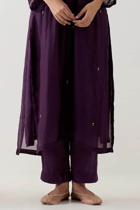 Buy Tatwa Purple Handloom Chanderi Silk Embroidery Mughal Butta Pintuck Kurta And Pant Set Online at Aza Fashions Buy_Tatwa_Purple Handloom Chanderi Silk Embroidery Mughal Butta Pintuck Kurta And Pant Set _Online_at_Aza_Fashions