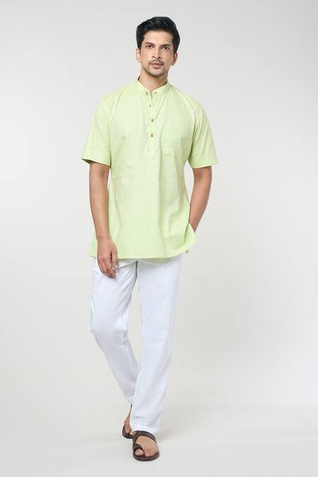 Buy Rng Safawala Green Cotton Plain Kurta Set Online at Aza Fashions Buy_Rng Safawala_Green Cotton Plain Kurta Set _Online_at_Aza_Fashions