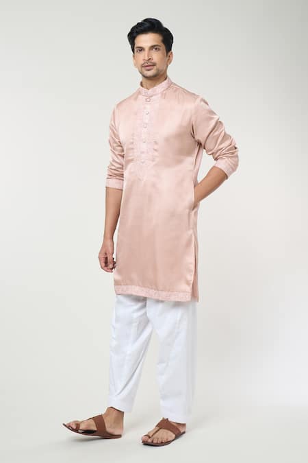 RNG Safawala Pink Cotton Silk Embroidery Thread Floral Kurta Set 