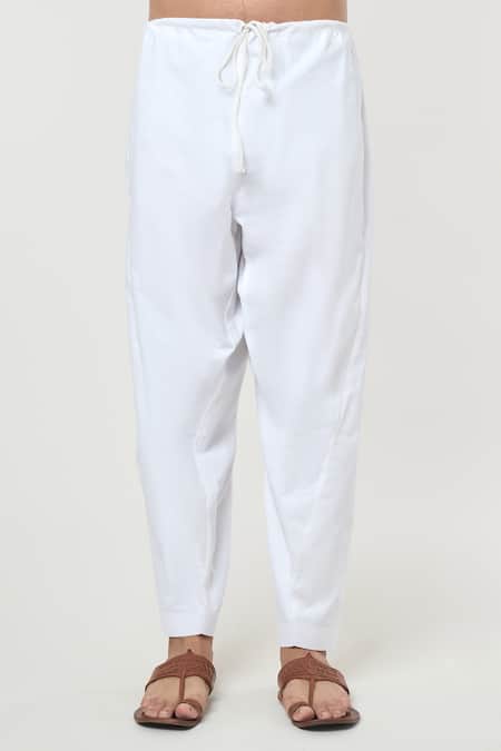 Rng Safawala_White Cotton Sequins, Embroidery Floral Placket Kurta Set _Online_at_Aza_Fashions