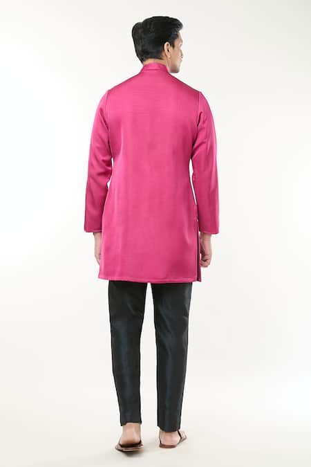 Shop_Rng Safawala_Fuchsia Modal Silk Plain Pintuck Kurta And Pant Set _at_Aza_Fashions