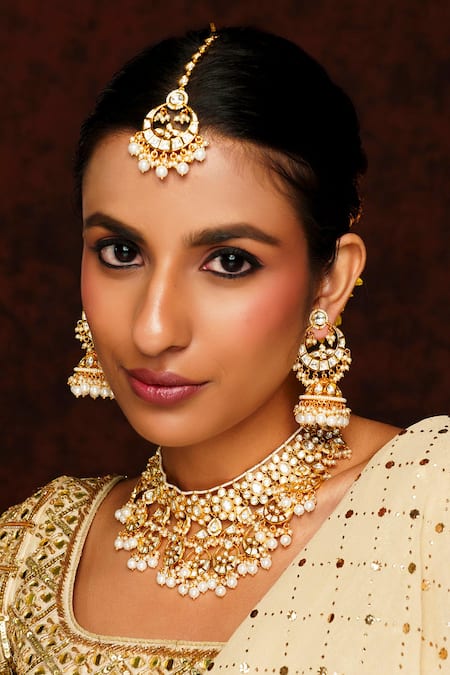 Zevar By Geeta Chand Noor Kundan & Polki Embellished Necklace Set 