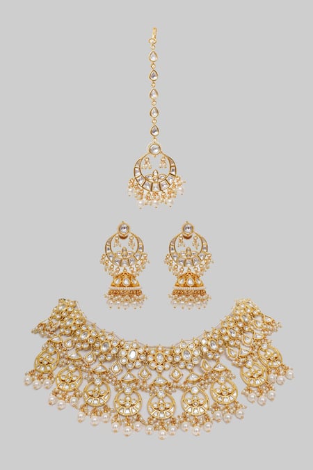 Zevar By Geeta Chand Noor Kundan & Polki Embellished Necklace Set 