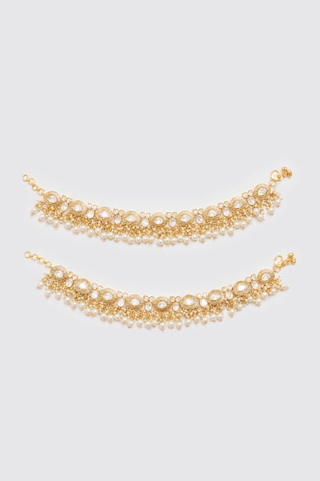 Zevar by Geeta Quad Floret Kundan Polki Anklets 