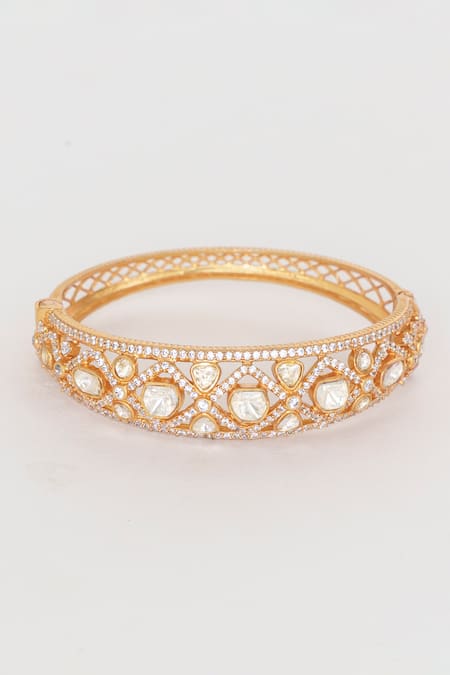 Zevar By Geeta Moissanite Stone Studded Kada 