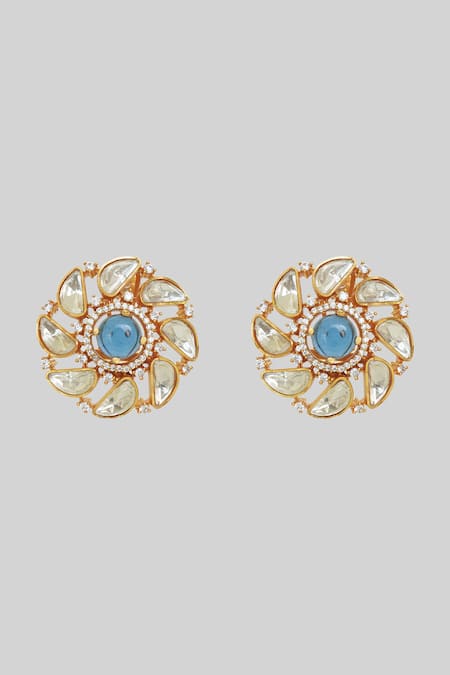 Zevar By Geeta Floral Moissanite Earrings