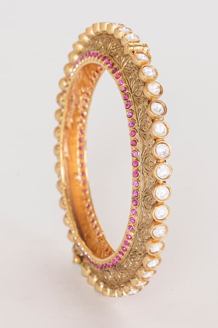 Zevar By Geeta Kundan Embellished Kada - Set of 2 