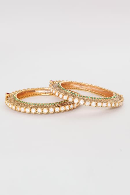 ZEVAR BY GEETA Kundan Polki Embellished Kada - Set of 2 