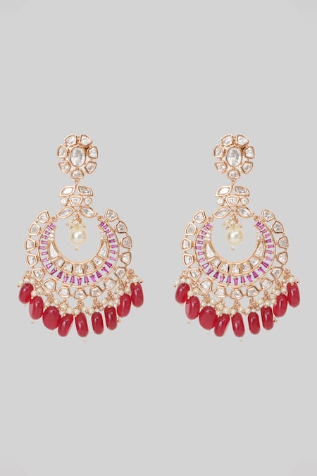 ZEVAR BY GEETA Moissanite Polki Embellished Chandbalis 
