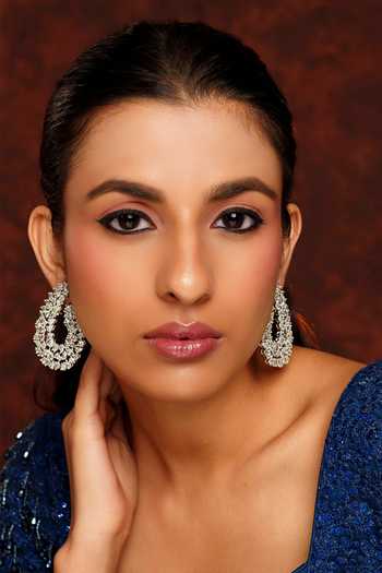 Zevar By Geeta White Crystals, Diamonds Embellished Earrings Online at Aza Fashions Zevar By Geeta_White Crystals, Diamonds Embellished Earrings _Online_at_Aza_Fashions