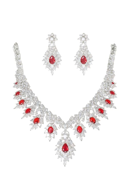 ZEVAR BY GEETA Diamond Embellished Necklace Set 