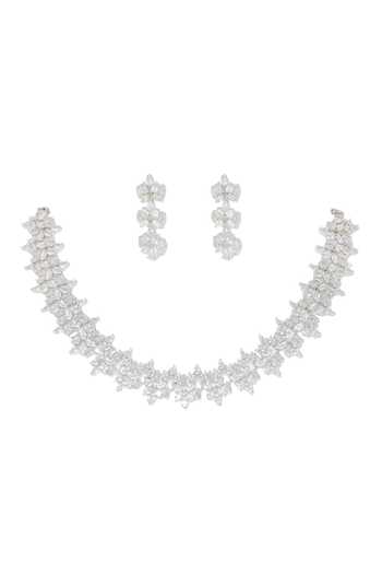 Buy Zevar By Geeta White Diamond Embellished Choker Set at Aza Fashions Buy_Zevar By Geeta_White Diamond Embellished Choker Set _at_Aza_Fashions