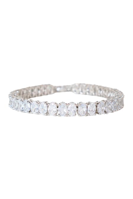 ZEVAR BY GEETA White Faux Diamond Embellished Bracelet 