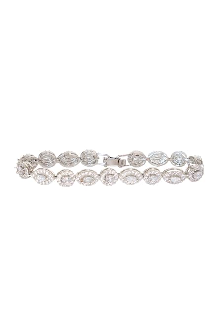 ZEVAR BY GEETA White Faux Diamond Embellished Bracelet 