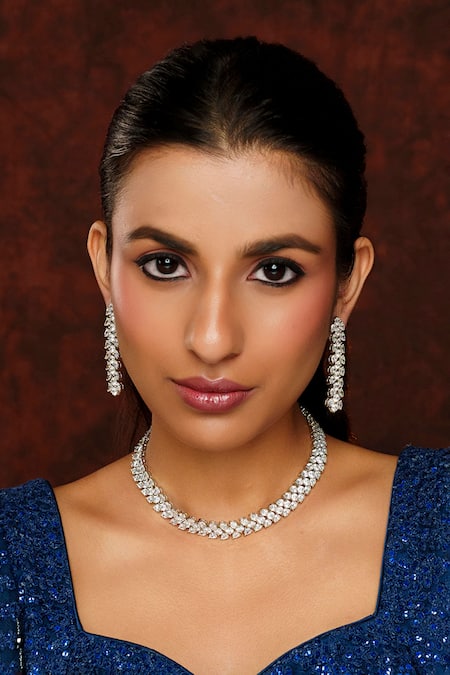 Zevar by Geeta Diamond Embellished Necklace Set 