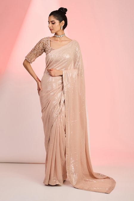 MeenaGurnam Sequin Saree With Blouse 