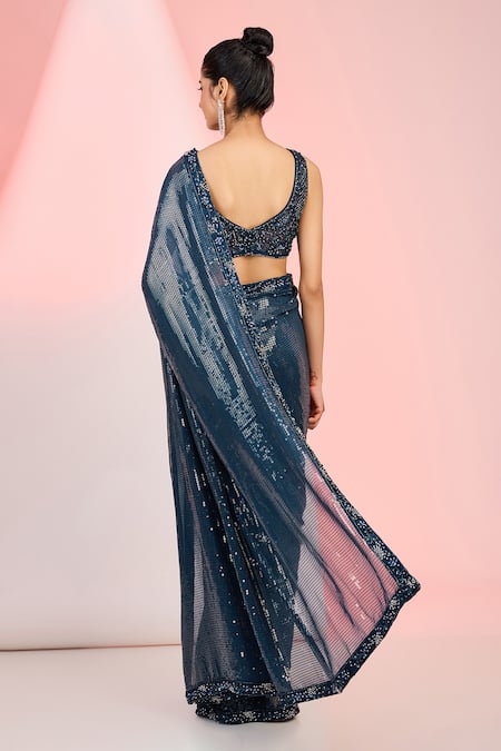 Meenagurnam Flower Embroidered Hem Saree With Blouse 