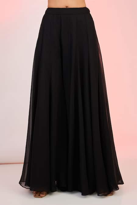 Meenagurnam Black Net Cut Work, Sequins, Beads Plunge Hand Embroidered Kurta Sharara Set Online at Aza Fashions Meenagurnam_Black Net Cut Work, Sequins, Beads Plunge Hand Embroidered Kurta Sharara Set _Online_at_Aza_Fashions