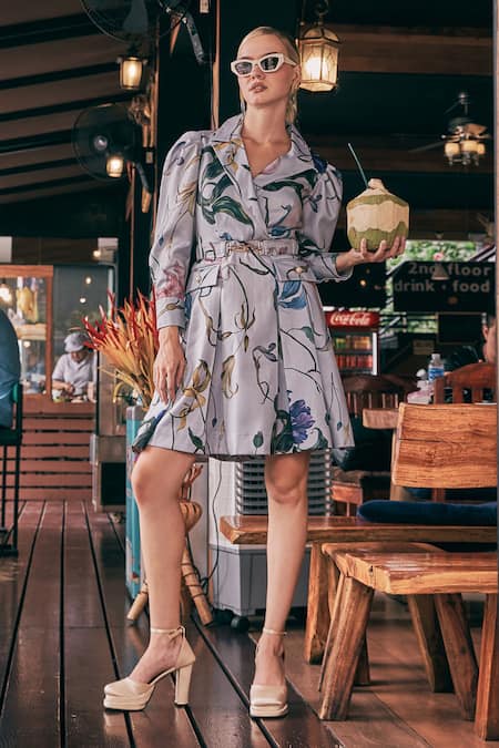 HOUSE OF FETT Serena Floral Print Trench Dress 