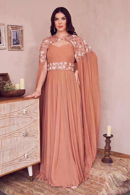 Swish By Dolcy And Simran Evening Skies Gown With Cape 