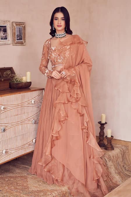 Swish By Dolcy And Simran Rosewood Radiance Embellished Waist Lehenga Set 