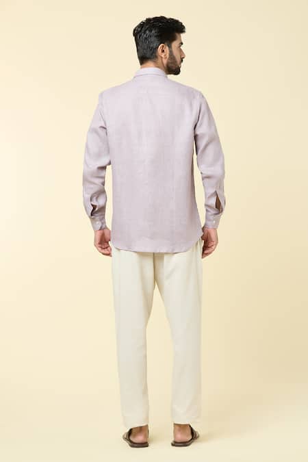 Shop Aryavir Malhotra Purple Linen Full Sleeve Shirt at Aza Fashions Shop_Aryavir Malhotra_Purple Linen Full Sleeve Shirt _at_Aza_Fashions