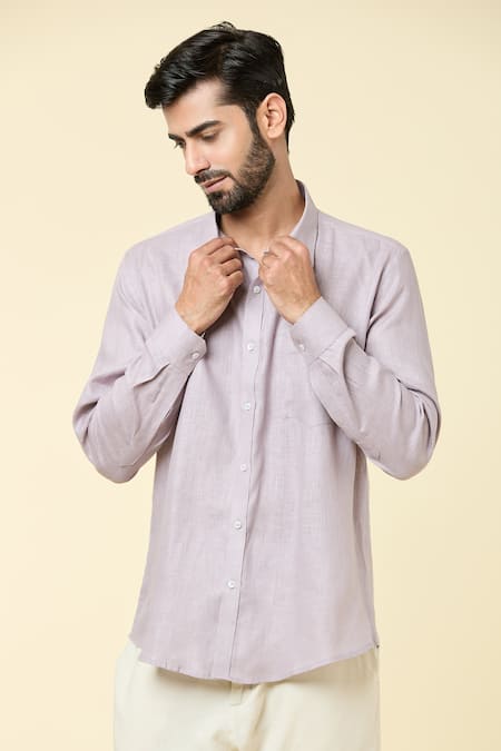 Buy Aryavir Malhotra Purple Linen Full Sleeve Shirt Online at Aza Fashions Buy_Aryavir Malhotra_Purple Linen Full Sleeve Shirt _Online_at_Aza_Fashions