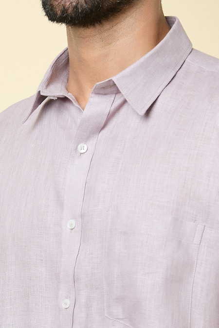 Aryavir Malhotra Purple Linen Full Sleeve Shirt at Aza Fashions Aryavir Malhotra_Purple Linen Full Sleeve Shirt _at_Aza_Fashions
