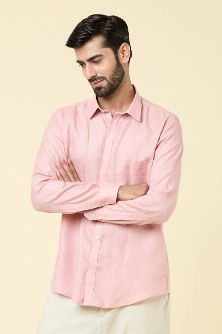 Buy_Arihant Rai Sinha_Pink Linen Shirt _Online_at_Aza_Fashions