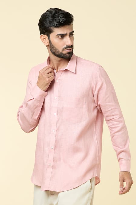 Shop_Arihant Rai Sinha_Pink Linen Shirt _Online_at_Aza_Fashions