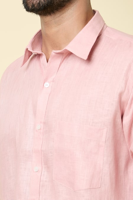Arihant Rai Sinha_Pink Linen Shirt _at_Aza_Fashions