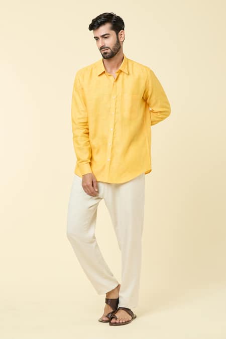 Arihant Rai Sinha Linen Plain Full Sleeve Shirt 