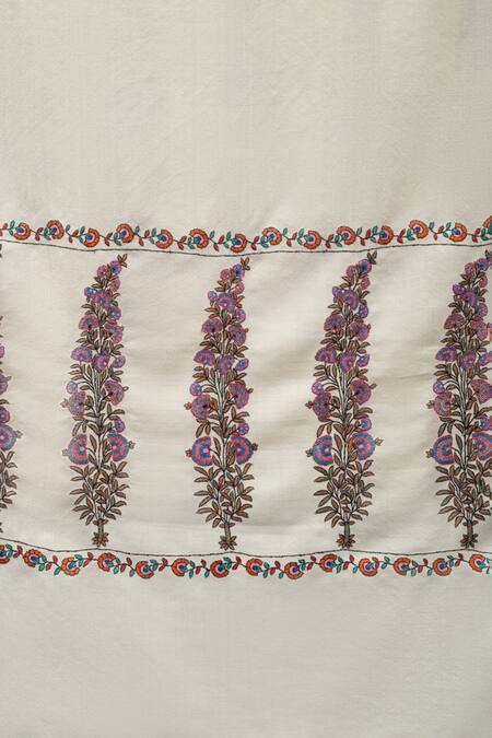 Buy_Pashme Ladakh_Ivory Embroidered Paladar Butti Pashmina Shawl_Online_at_Aza_Fashions