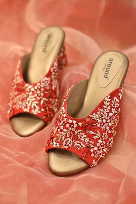 AROUND ALWAYS Buttercup Floral Embroidered Heels 