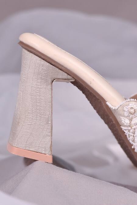 Buy Around Always Ivory Cut Work, Embroidery Celeste Floral Cutwork Mule Heels Online at Aza Fashions Buy_Around Always_Ivory Cut Work, Embroidery Celeste Floral Cutwork Mule Heels _Online_at_Aza_Fashions