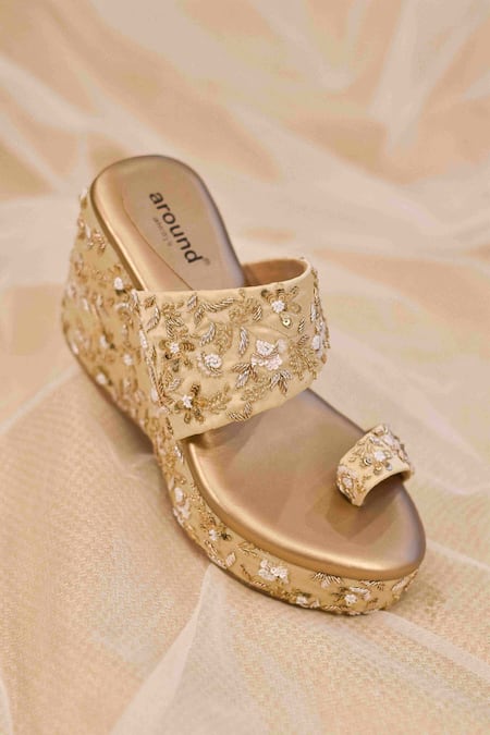 Around Always Eve Embroidered Kolhapuri Wedges 