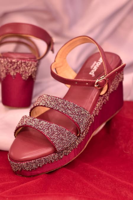 AROUND ALWAYS Garnet Waterfall Embroidered Heels 