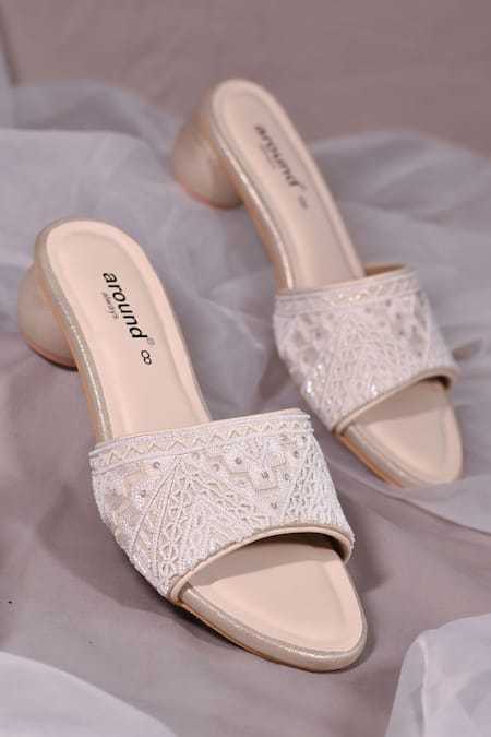 AROUND ALWAYS Ivory Pearl Kloe And Cutdana Embroidered Heels 